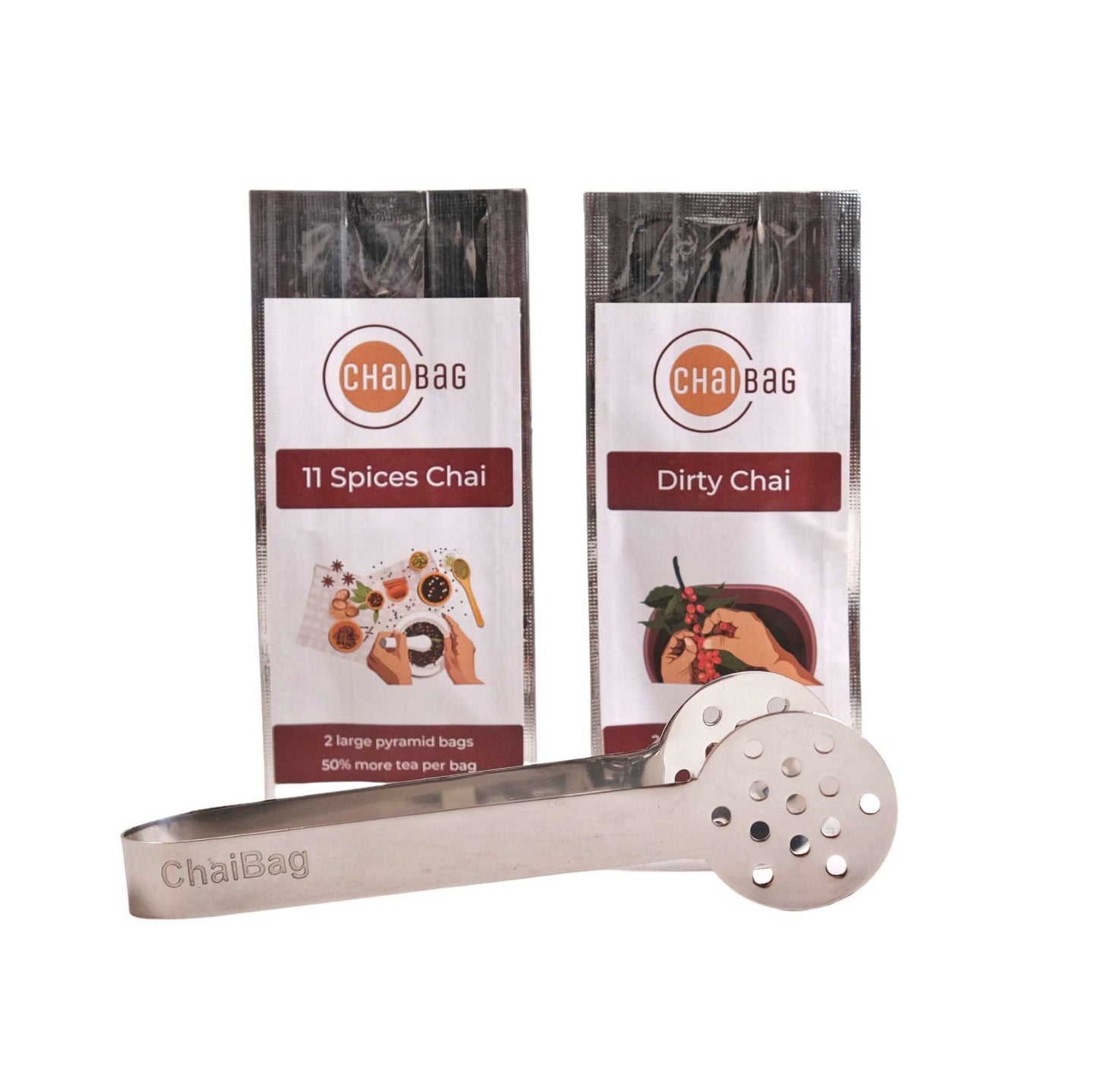 11 Spices Chai Sample & Dirty Chai Sample with Tea Bag Squeezer - ChaiBag